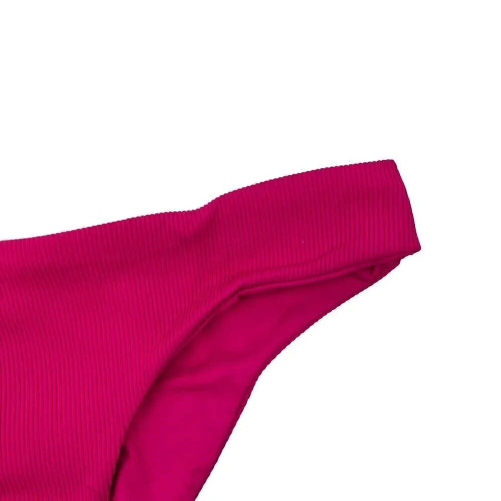 L*Space Women’s Sandy Bikini Bottom Classic Fuchsia Ribbed Sz XS New